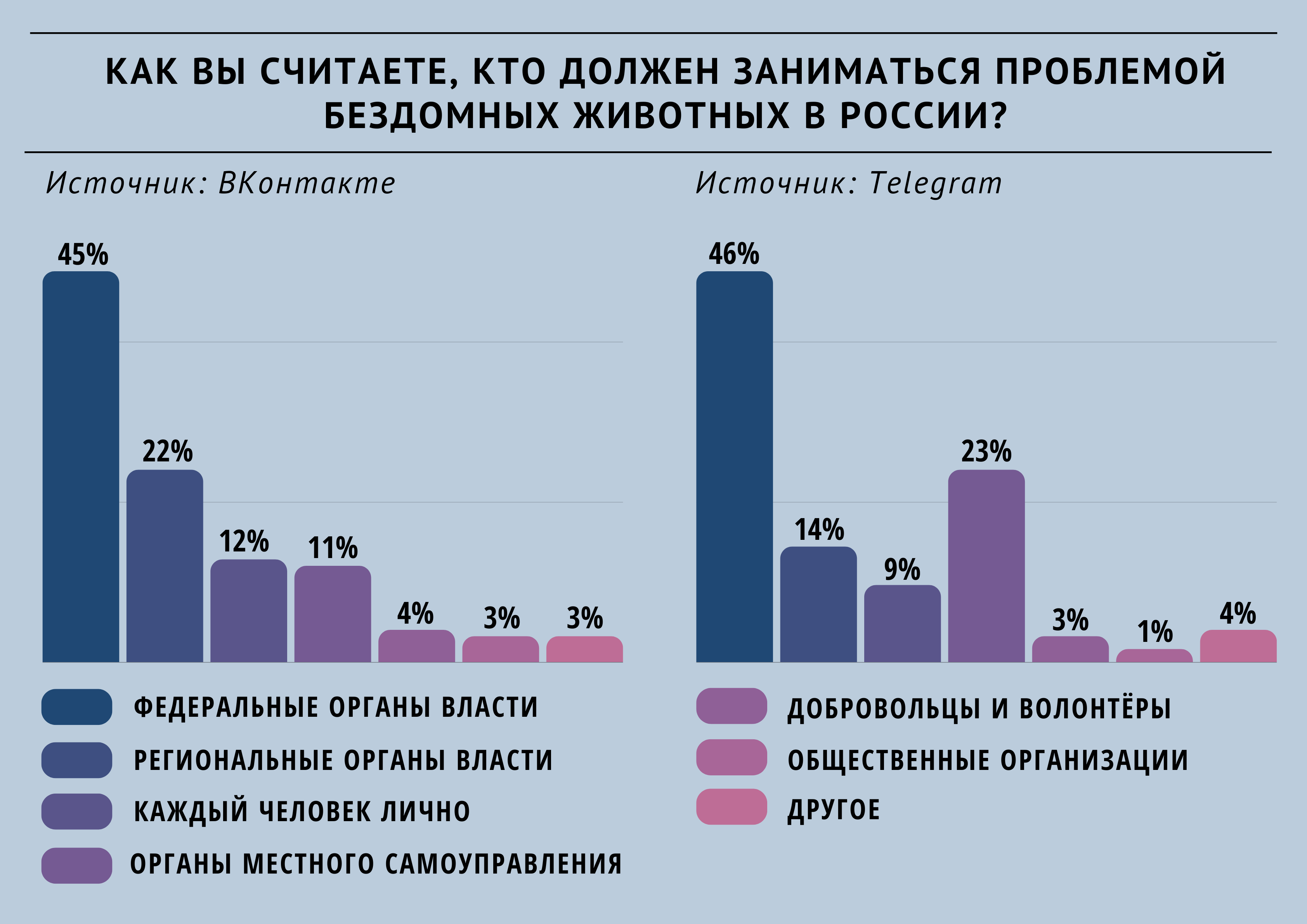 Опрос «ВиЖ»: кто должен заниматься проблемой бездомных животных в РФ? |  Ветеринария и жизнь