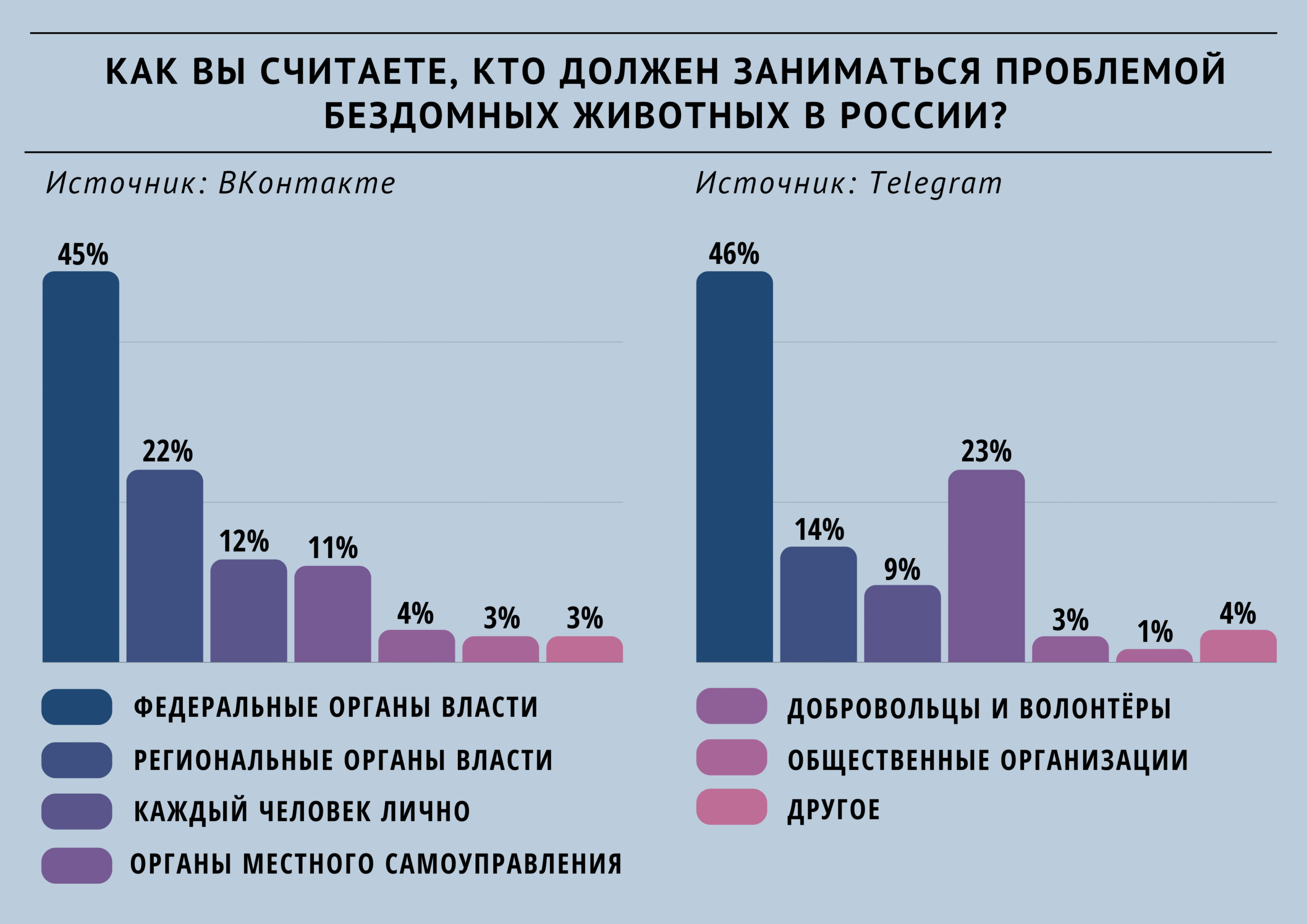 Опрос «ВиЖ»: кто должен заниматься проблемой бездомных животных в РФ?