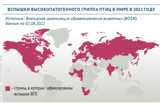 Эпизоотическая ситуация по гриппу птиц в мире в 2022 году